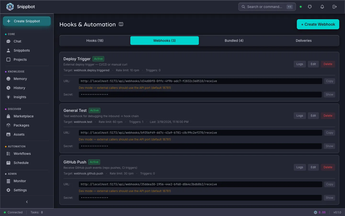 Notifications — Snippbot UI